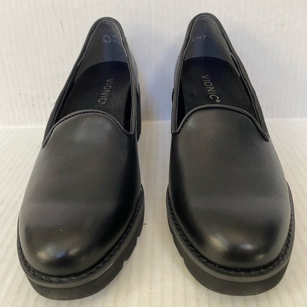 Vionic Black Leather Wedge Loafers - image 2